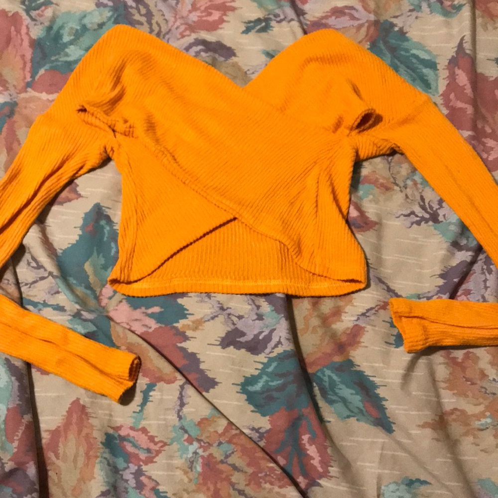 Orange Long sleeve crop top
